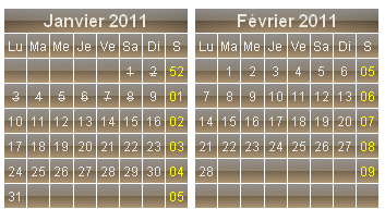 T�l�charger le mod�le de calendrier
